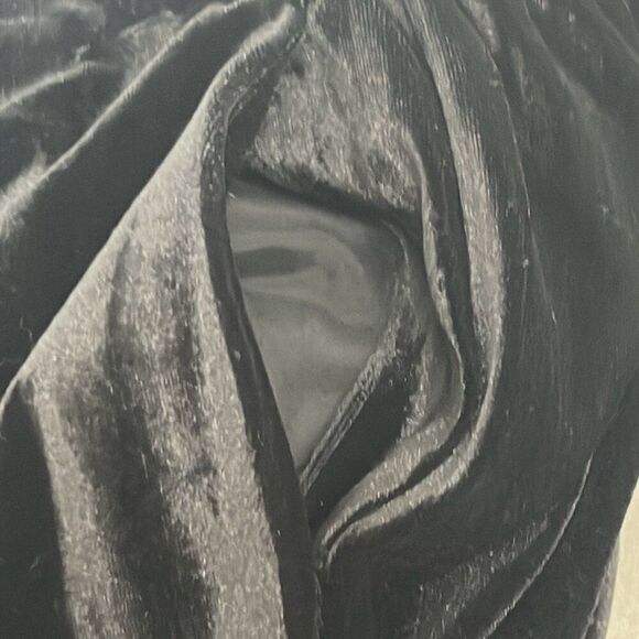 St John Large Black Silver Metallic Velvet Pull On Pants Pockets Stretch Dressy - Picture 4 of 11